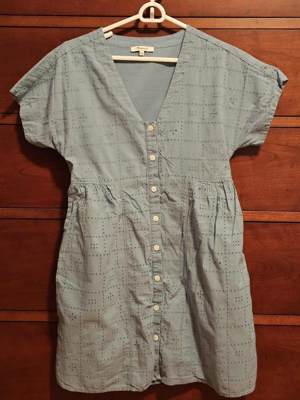 Madewell Button-Front V-Neck Mini Dress